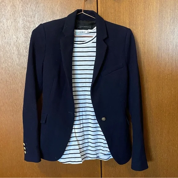 NWOT ZARA Woman Navy Blazer - Picture 2 of 12